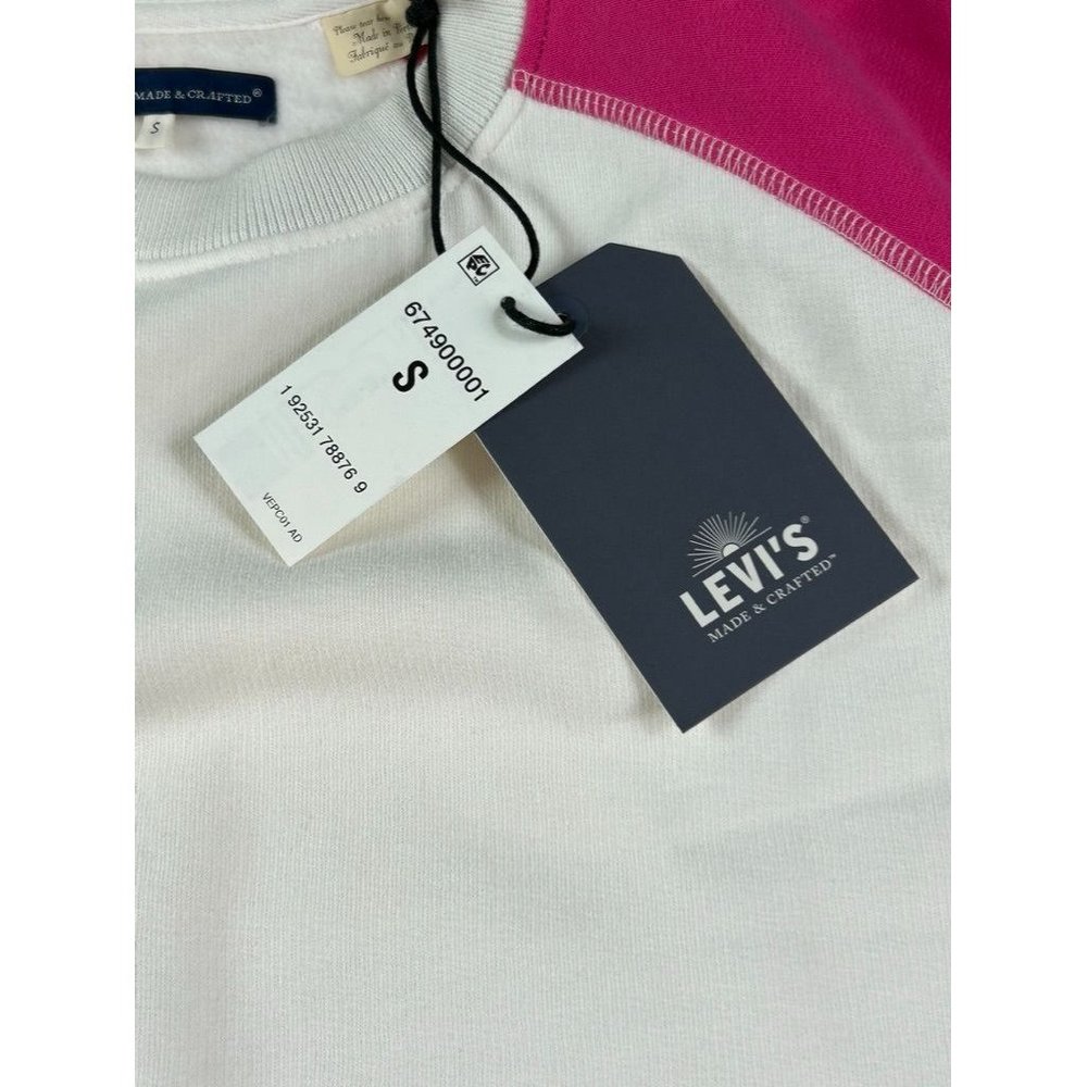 Levi’s Raglan White & Pink Crewneck Sweathirt Mens Size Small - Picture 7 of 11